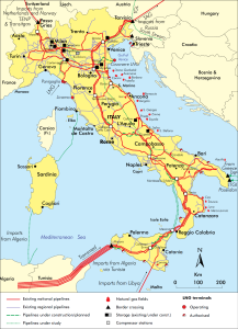 Le infrastrutture del gas in Italia (© IEA)